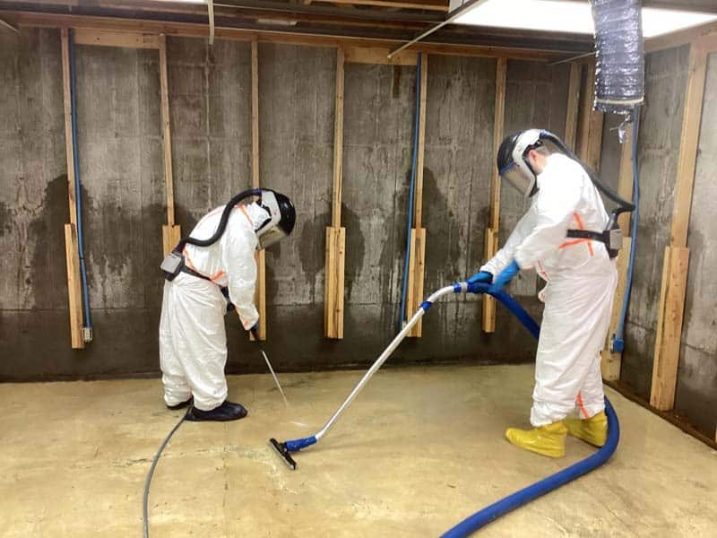 Water damage cleanup in a residential basement
